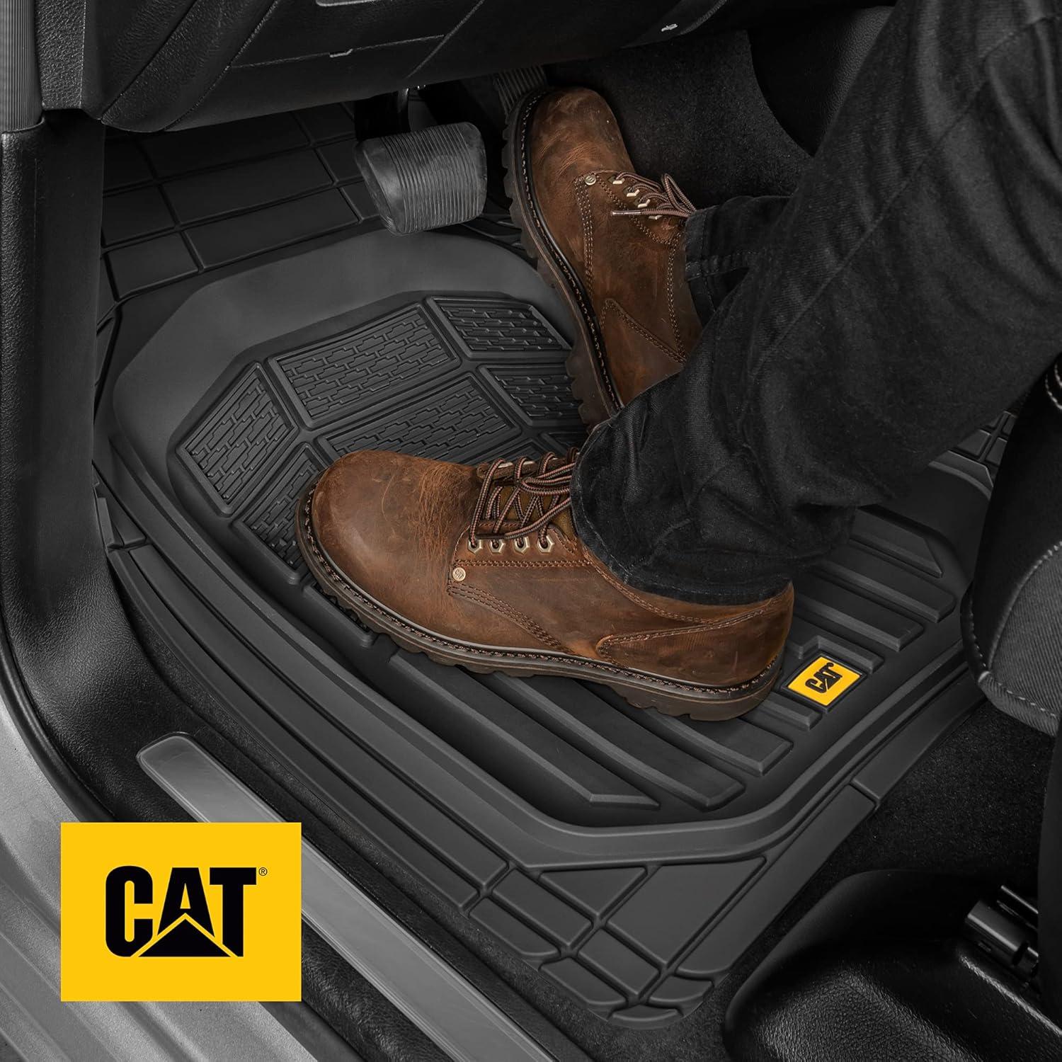 imageBDK Cat CAMT9013 3Piece Large Heavy Duty Rubber Car Floor Mats with Trunk Cargo Liner Trim to Fit Front ampamp Rear Combo Set for Car Sedan SUV Van All WeatherBlack
