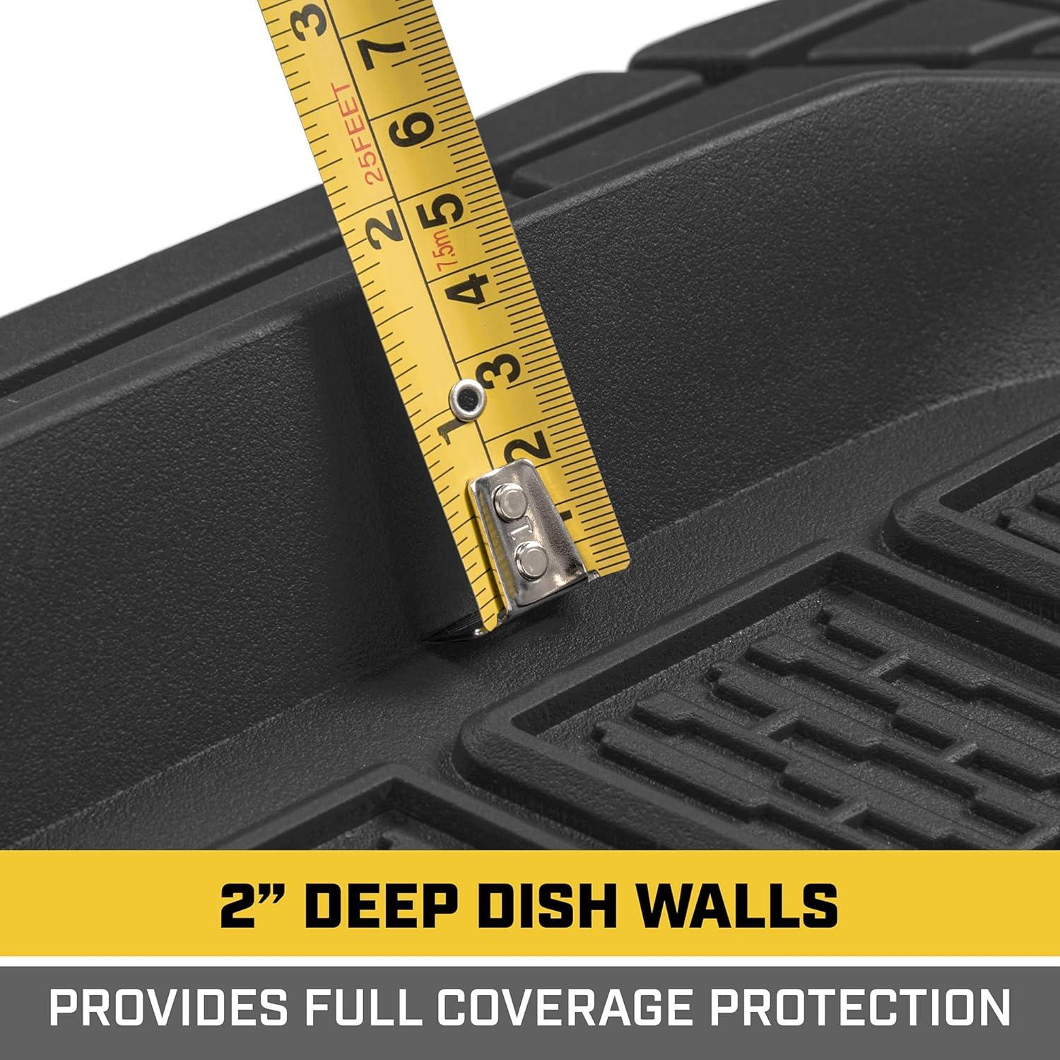 imageBDK Cat CAMT9013 3Piece Large Heavy Duty Rubber Car Floor Mats with Trunk Cargo Liner Trim to Fit Front ampamp Rear Combo Set for Car Sedan SUV Van All WeatherBlack