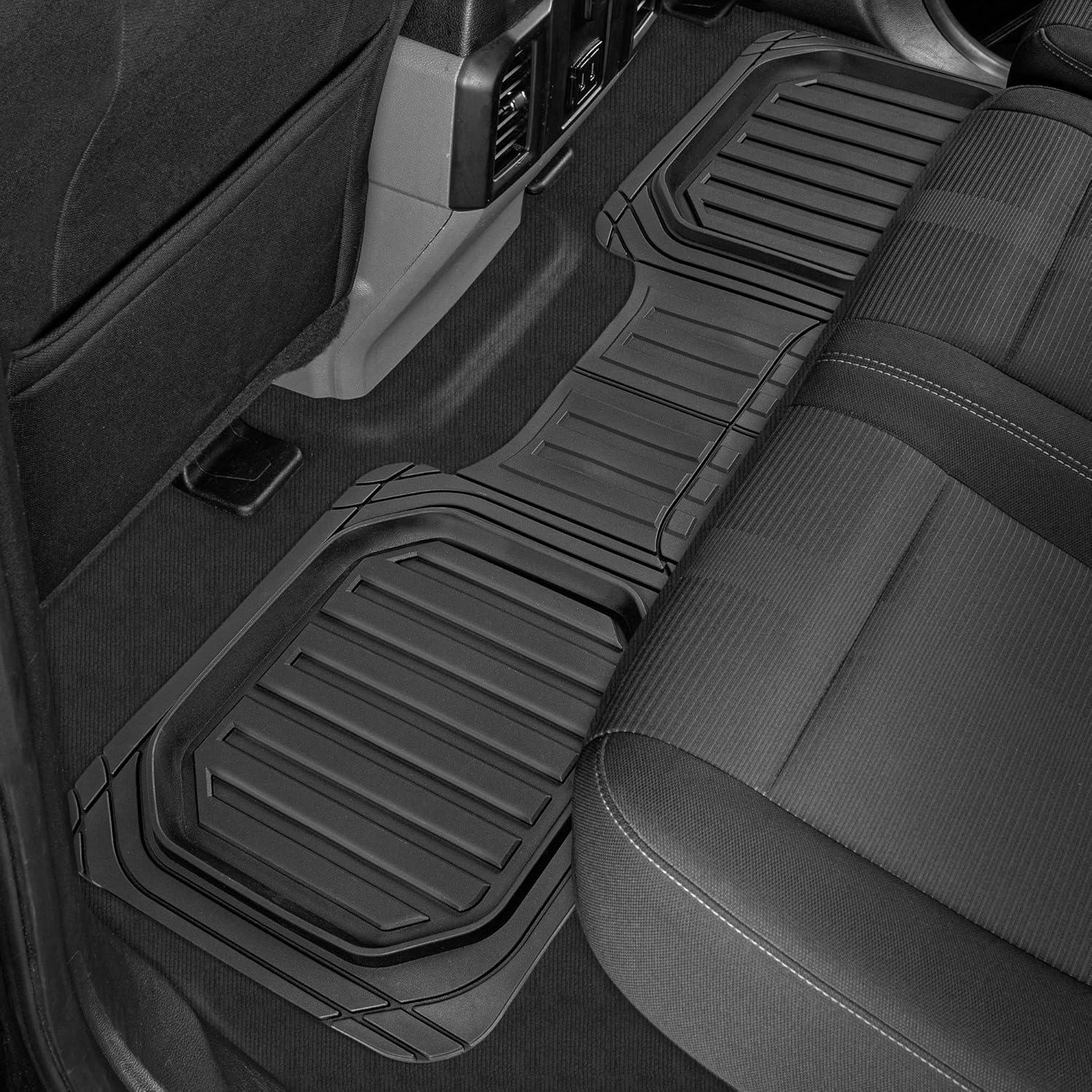 imageBDK Cat CAMT9013 3Piece Large Heavy Duty Rubber Car Floor Mats with Trunk Cargo Liner Trim to Fit Front ampamp Rear Combo Set for Car Sedan SUV Van All WeatherBlack