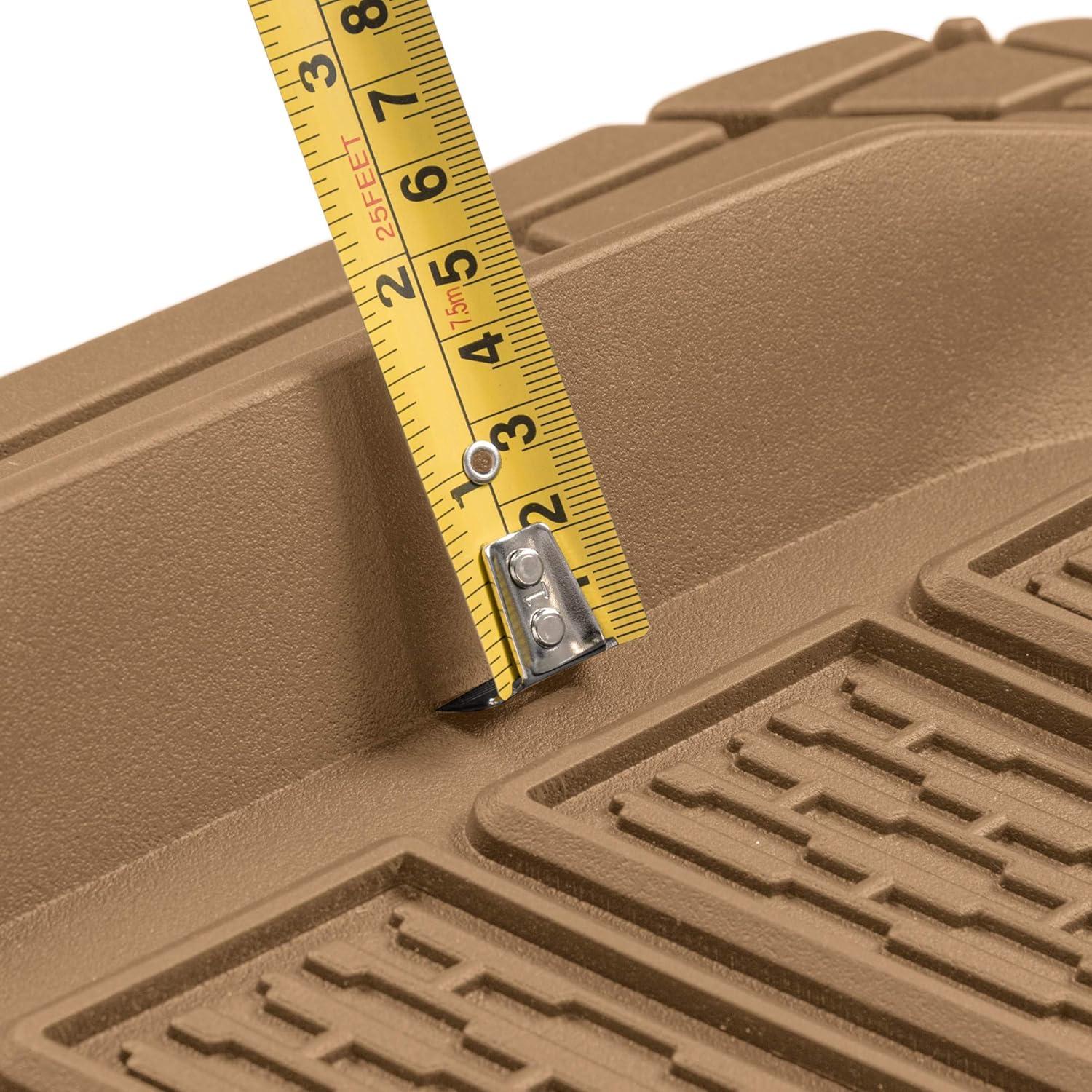 imageBDK Cat CAMT9014 4Piece Large Deep Dish Rubber Car Floor Mats with Trunk Cargo Liner Universal Trim to Fit Front ampamp Rear Combo Set for Car Sedan SUV Van Heavy Duty All Weather BeigeBeige