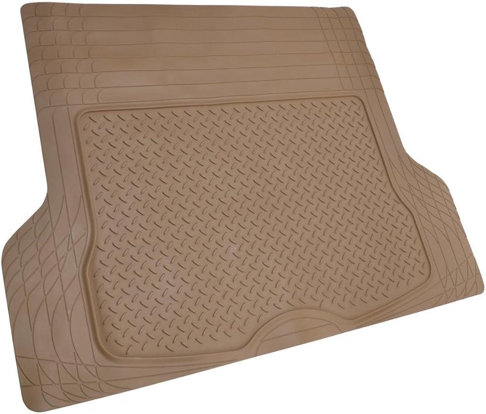 imageBDK Cat CAMT9014 4Piece Large Deep Dish Rubber Car Floor Mats with Trunk Cargo Liner Universal Trim to Fit Front ampamp Rear Combo Set for Car Sedan SUV Van Heavy Duty All Weather BeigeBeige
