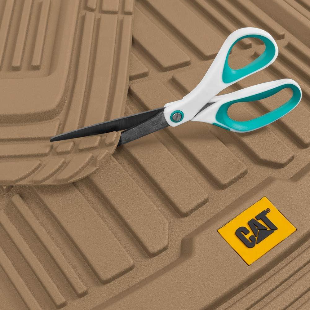 imageBDK USA by CAT Automotive Heavy Duty Car Floor Mats with Rear Cargo Mat Trunk Cargo Liner for SUV Caterpillar AllWeather Universal Trim to Fit Front ampamp Rear Combo Rubber Car Mats ampamp SUV Trunk MatBeige