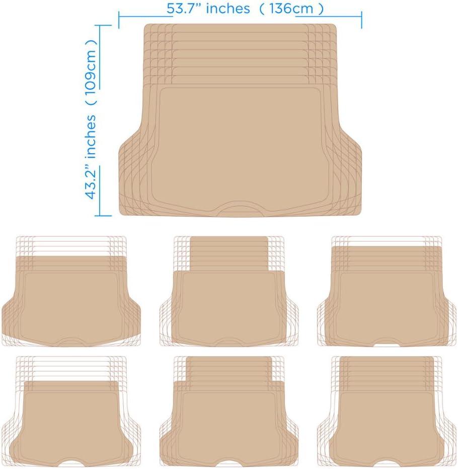 imageBDK USA by CAT Automotive Heavy Duty Car Floor Mats with Rear Cargo Mat Trunk Cargo Liner for SUV Caterpillar AllWeather Universal Trim to Fit Front ampamp Rear Combo Rubber Car Mats ampamp SUV Trunk MatBeige