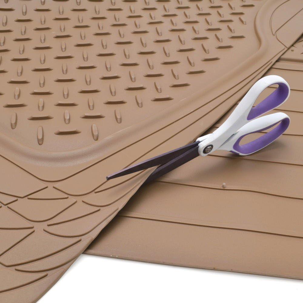 imageBDK USA by CAT Automotive Heavy Duty Car Floor Mats with Rear Cargo Mat Trunk Cargo Liner for SUV Caterpillar AllWeather Universal Trim to Fit Front ampamp Rear Combo Rubber Car Mats ampamp SUV Trunk MatBeige