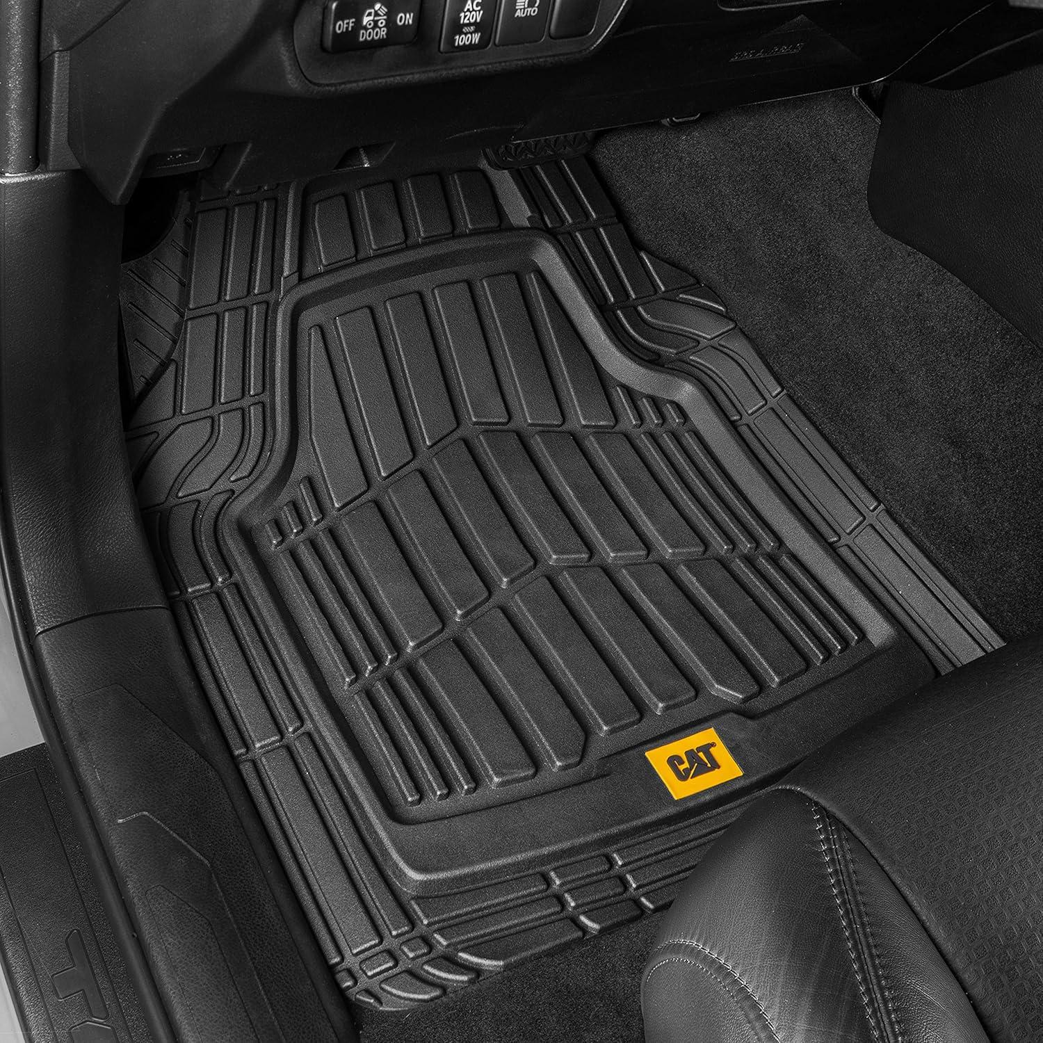 imageBDK USA by CAT Automotive Heavy Duty Car Floor Mats with Rear Cargo Mat Trunk Cargo Liner for SUV Caterpillar AllWeather Universal Trim to Fit Front ampamp Rear Combo Rubber Car Mats ampamp SUV Trunk MatBlack