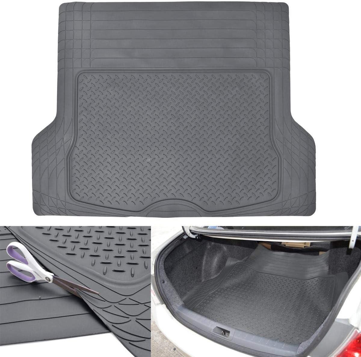 imageBDK USA by CAT Automotive Heavy Duty Car Floor Mats with Rear Cargo Mat Trunk Cargo Liner for SUV Caterpillar AllWeather Universal Trim to Fit Front ampamp Rear Combo Rubber Car Mats ampamp SUV Trunk MatGray