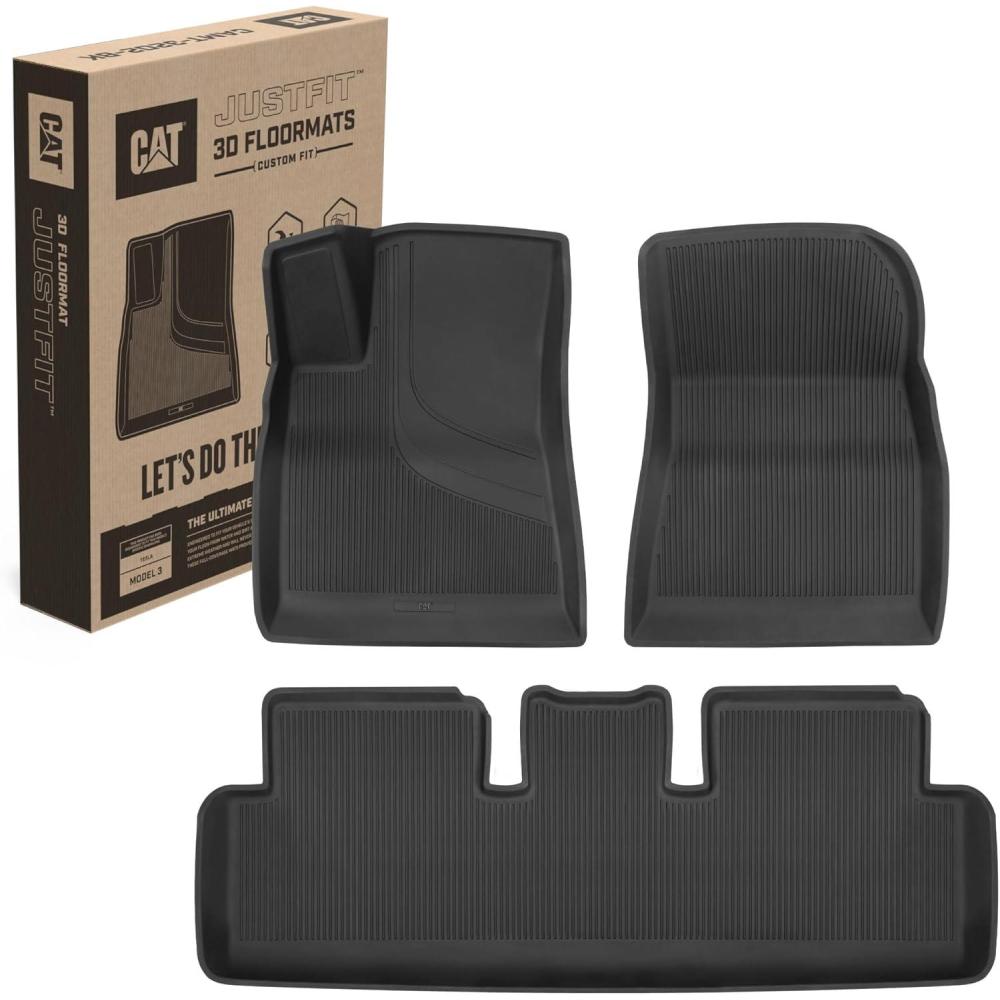 imageCAT JustFit 3D Floor Mats for Tesla Model 3 20172024  Custom Fit Tesla Model 3 Floor Mats with Extended Coverage Design Premium Tesla Model 3 AccessoriesTesla Model 3 20172024 Full Set