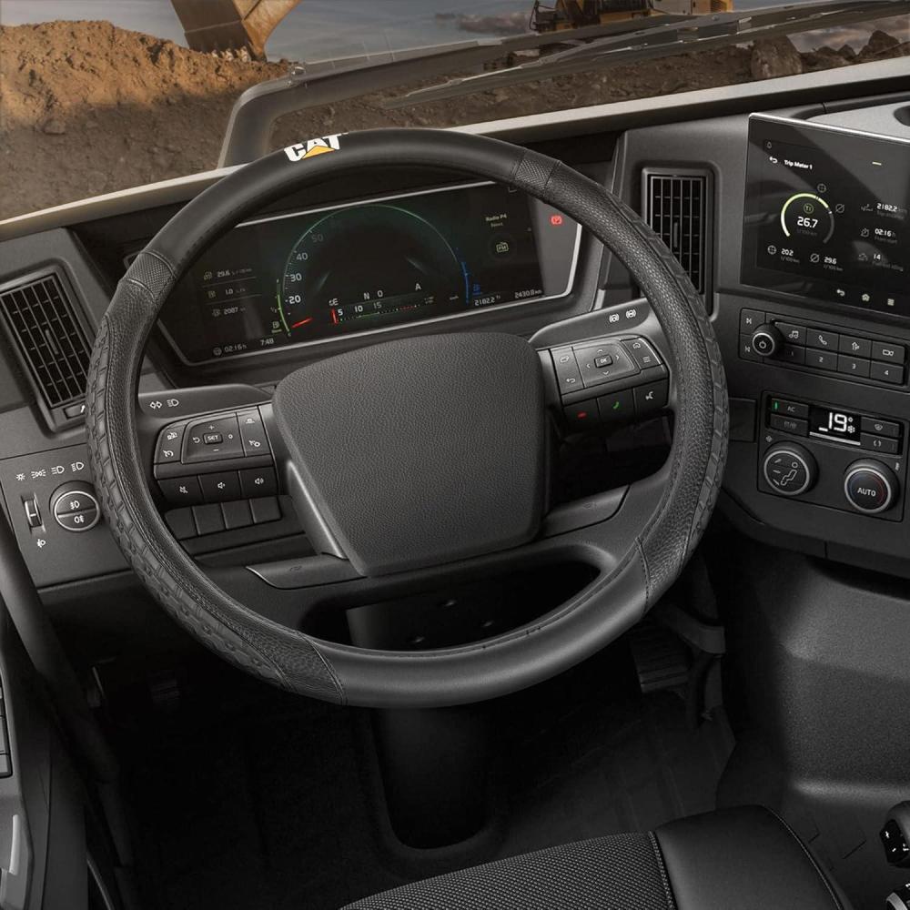 imageCat DuraGrip Car Steering Wheel Cover Extra Large 18 inch Size Tire Tread Inspired Traction Grip Design Black Steering Wheel Cover for RV Semi Truck Big Rig Trucker