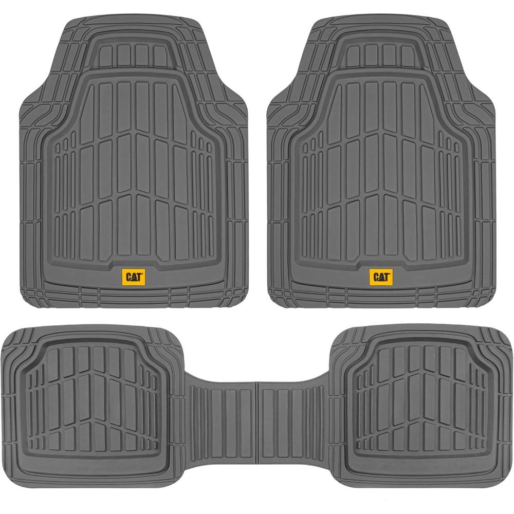 imageCat ToughRide HeavyDuty 3 Piece Rubber All Season Floor Mats for Car Truck Van SUV Black  Premium Trim to Fit Cars Floor Mat All Weather Deep Dish Automotive Floor Mats Total Dirt ProtectionGray