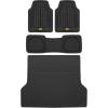 imageBDK Cat CAMT1003 3Piece Deep Dish Rubber Car Floor Mats with Trunk Cargo Liner Heavy Duty All Weather Trim to Fit Front ampamp Rear Combo Set for Car Sedan SUV VanBlack