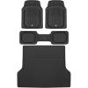 imageBDK Cat CAMT9013 3Piece Large Heavy Duty Rubber Car Floor Mats with Trunk Cargo Liner Trim to Fit Front ampamp Rear Combo Set for Car Sedan SUV Van All WeatherBlack