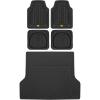 imageBDK USA by CAT Automotive Heavy Duty Car Floor Mats with Rear Cargo Mat Trunk Cargo Liner for SUV  Caterpillar AllWeather Universal Trim to Fit Front ampamp Rear Combo Rubber Car Mats ampamp SUV Trunk MatBlack