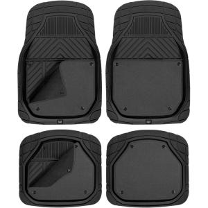 CAT® Detachable Deep Dish Car Floor Mats w/ Removable Carpet Liner – Universal Fit for SUVs Trucks Sedans Washable Easy-Clean Automotive Floor Liners Heavy Duty All Weather Non-Slip Comfort – Charcoal