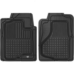 CAT® DuraShield XL Floor Mats for Trucks – All Weather Rubber Truck Floor Mats with Anti-Slip Backing, Universal Trim-to-Fit Car Floor Mats for Large Full-Size Vehicles, Black Floor Mats for Cars(2-Piece)