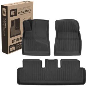 CAT® JustFit™ 3D Floor Mats for Tesla Model 3 2017-2024 – Custom Fit Tesla Model 3 Floor Mats with Extended Coverage Design, Premium Tesla Model 3 Accessories(Tesla Model 3 (2017-2024) Full Set)