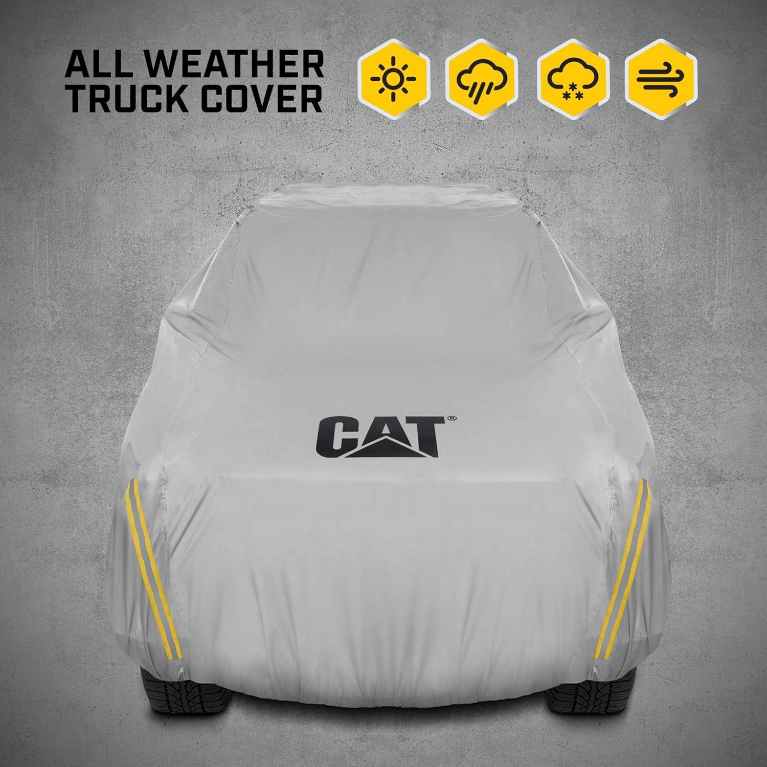 imageCAT PickUp Truck Cover Car Cover for Trucks Car Cover Waterproof All Weather Heavy Duty Full Exterior Truck Bed Cover and Cabin UV Dust Rain Snow Hail Full Size Crew Cab 264quot L x 80quot W x 65quot HExtended Crew Cab 232L x 75W x 65H