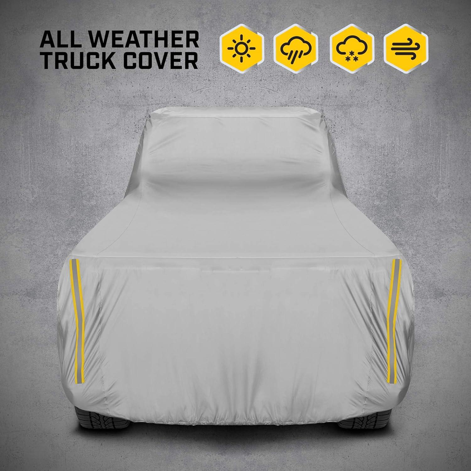 imageCAT PickUp Truck Cover Car Cover for Trucks Car Cover Waterproof All Weather Heavy Duty Full Exterior Truck Bed Cover and Cabin UV Dust Rain Snow Hail Full Size Crew Cab 264quot L x 80quot W x 65quot HFull Size Regular Cab 230L x 75W x 65H