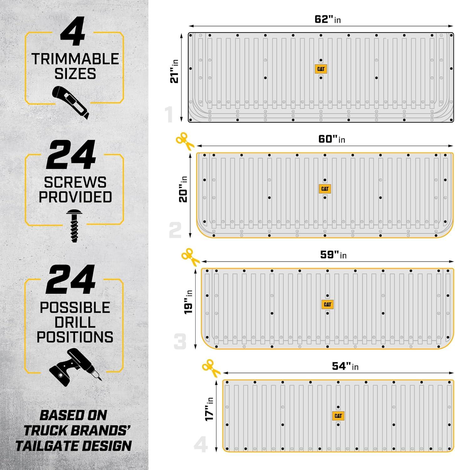 imageCat Ultra Tough Heavy Duty Truck Tailgate MatPadProtector Universal TrimtoFit ExtraThick Rubber for All Pickup Trucks 62quot x 21quot CAMT1509 Black