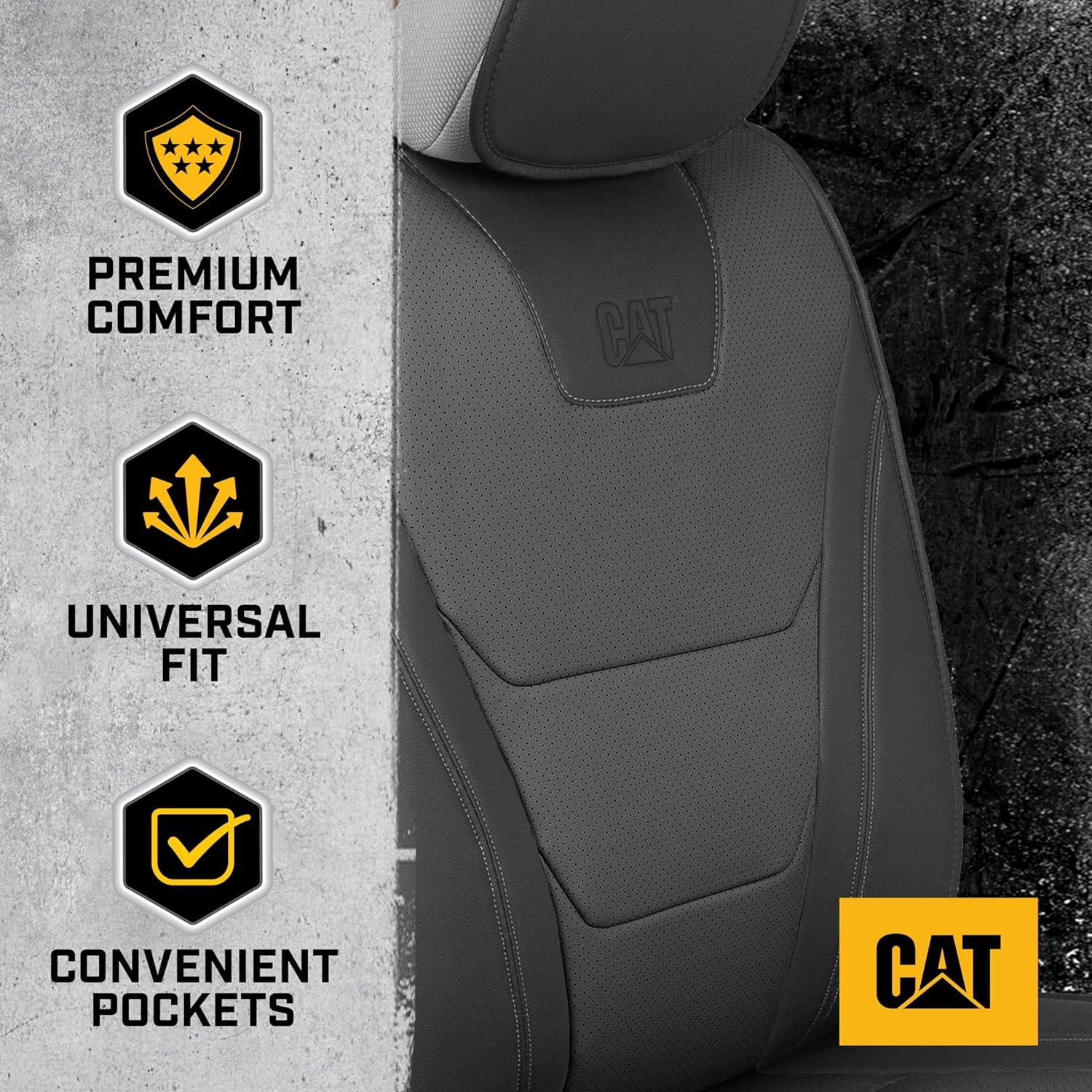 imageCAT Edge Deluxe Car Seat Covers for Front Seats Premium Gray Faux Leather Seat Covers for Cars with Universal Fit Rugged Automotive Seat Covers for Trucks Interior Seat Covers for SUVCharcoalBlack