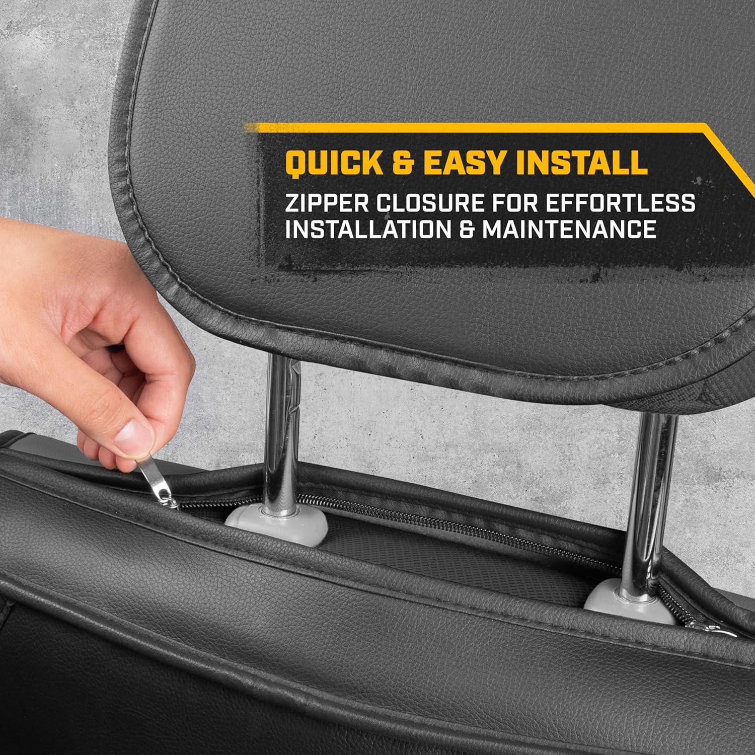 imageCAT Edge Deluxe Car Seat Covers for Front Seats Premium Gray Faux Leather Seat Covers for Cars with Universal Fit Rugged Automotive Seat Covers for Trucks Interior Seat Covers for SUVCharcoalBlack