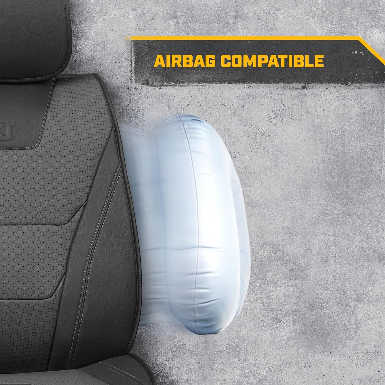 imageCAT Edge Deluxe Car Seat Covers for Front Seats Premium Gray Faux Leather Seat Covers for Cars with Universal Fit Rugged Automotive Seat Covers for Trucks Interior Seat Covers for SUVCharcoalBlack