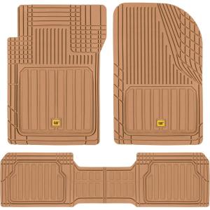 Cat® ToughLiner™ Beige Car Floor Mats – Heavy Duty Trim to Fit Floor Mats for Trucks – All-Weather Truck Accessories & Odorless Rubber Automotive Floor Mats – Car Mats & SUV Floor Liners for Car(Beige)
