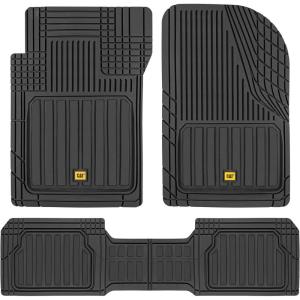 Cat® ToughLiner™ Beige Car Floor Mats – Heavy Duty Trim to Fit Floor Mats for Trucks – All-Weather Truck Accessories & Odorless Rubber Automotive Floor Mats – Car Mats & SUV Floor Liners for Car(Black)
