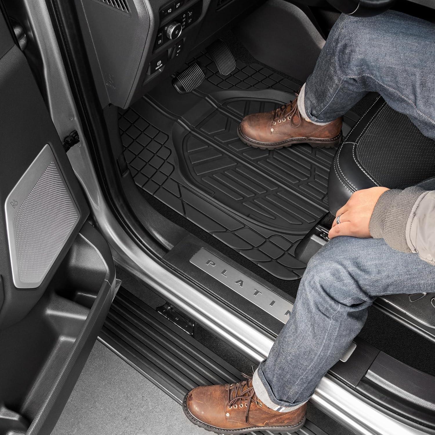 imageCat Car Floor Mats for Trucks Cars  Reservoir Deep Dish AllWeather Car Mats Waterproof Automotive Floor Liners for Cars Trucks SUV Universal Car Accessories Black