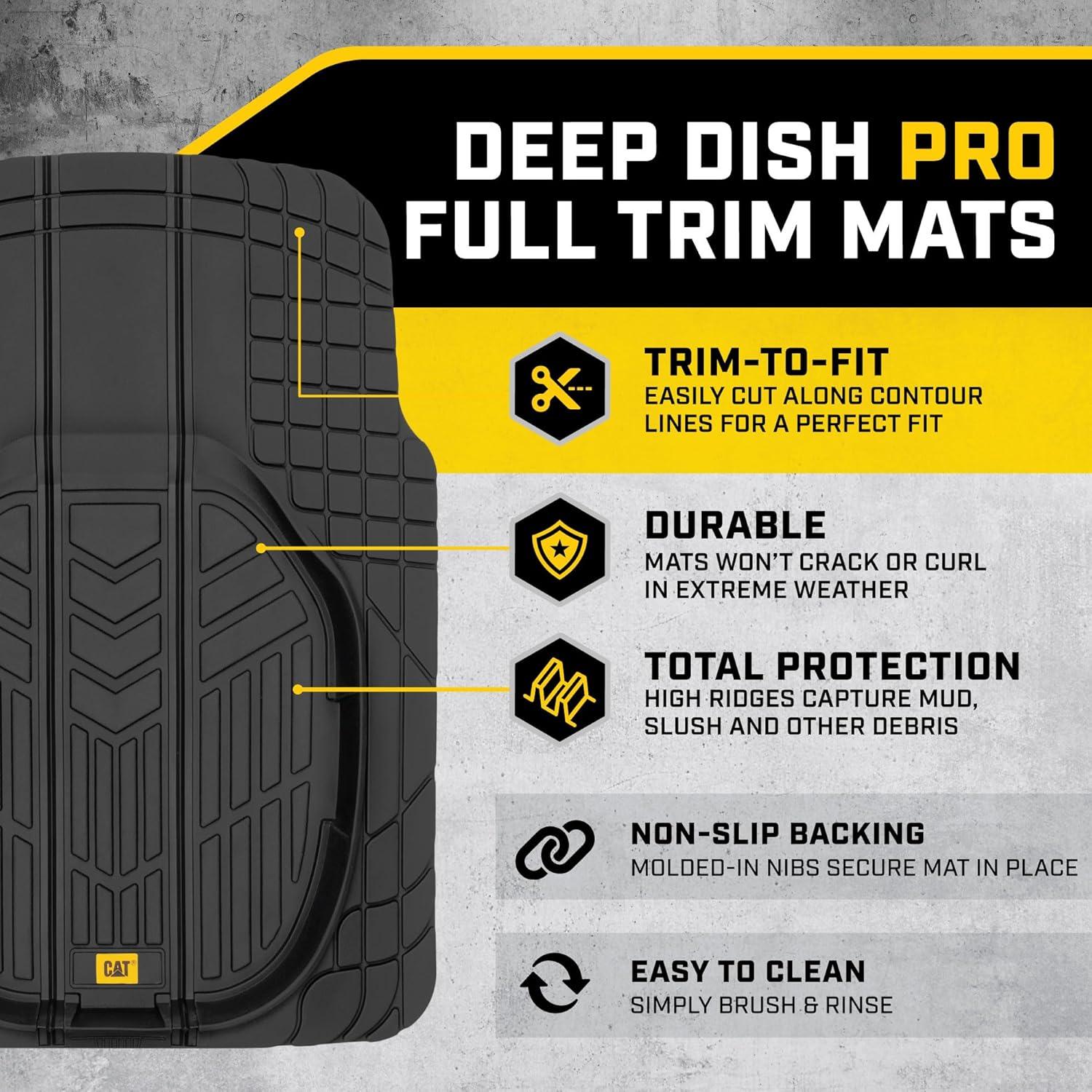 imageCat Car Floor Mats for Trucks Cars  Reservoir Deep Dish AllWeather Car Mats Waterproof Automotive Floor Liners for Cars Trucks SUV Universal Car Accessories Black