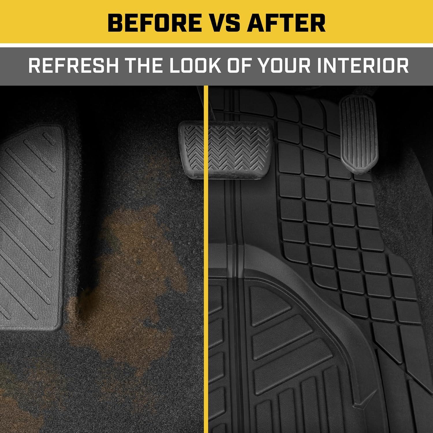 imageCat Car Floor Mats for Trucks Cars  Reservoir Deep Dish AllWeather Car Mats Waterproof Automotive Floor Liners for Cars Trucks SUV Universal Car Accessories Black