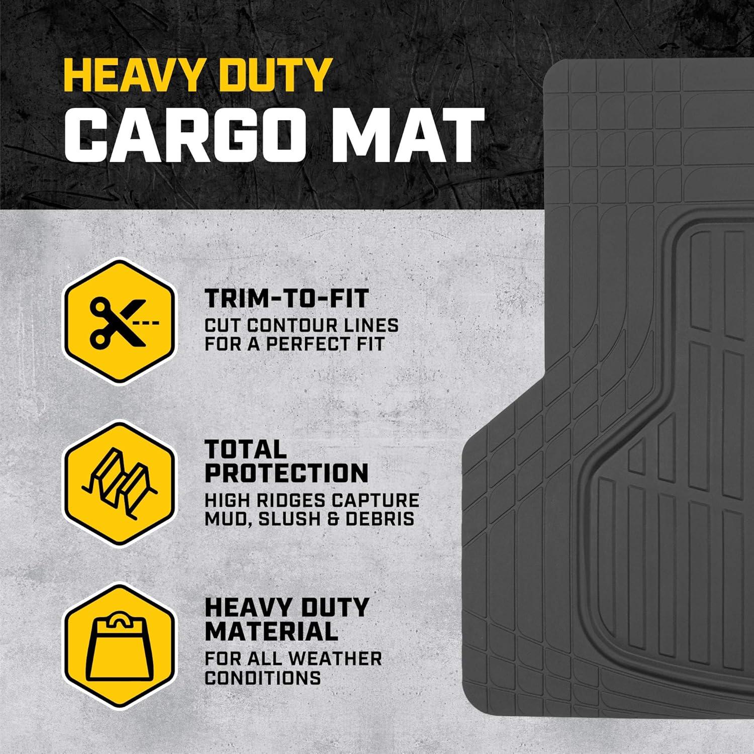 imageCat XL Series HeavyDuty Rubber Floor Mats ampamp Cargo Trunk Liner for Car SUV Van Sedan Black  Trim to Fit All Weather Deep Dish Automotive Floor Mat Total Dirt Protection