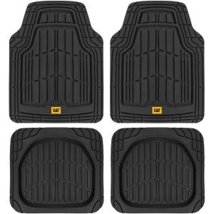 CAT Deep Dish Rubber Floor Mats All Weather for Car Truck SUV & Van Total Protection Durable Trim to Fit Liners Heavy Duty Odorless(4PC-CAMT-1004-BK)