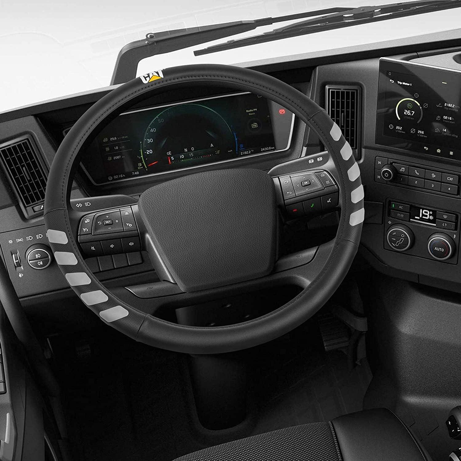 imageCat ErgoDrive Car Steering Wheel Cover with Light Gray Grip Standard 15 inch Size Durable and Comfortable with Advanced Grip Black Faux Leather Steering Wheel Cover for Auto Truck Van SUVBlack UltraSport