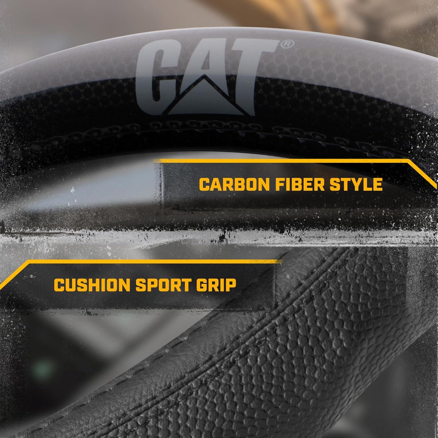 imageCat ErgoDrive Car Steering Wheel Cover with Light Gray Grip Standard 15 inch Size Durable and Comfortable with Advanced Grip Black Faux Leather Steering Wheel Cover for Auto Truck Van SUVBlack BigGrip