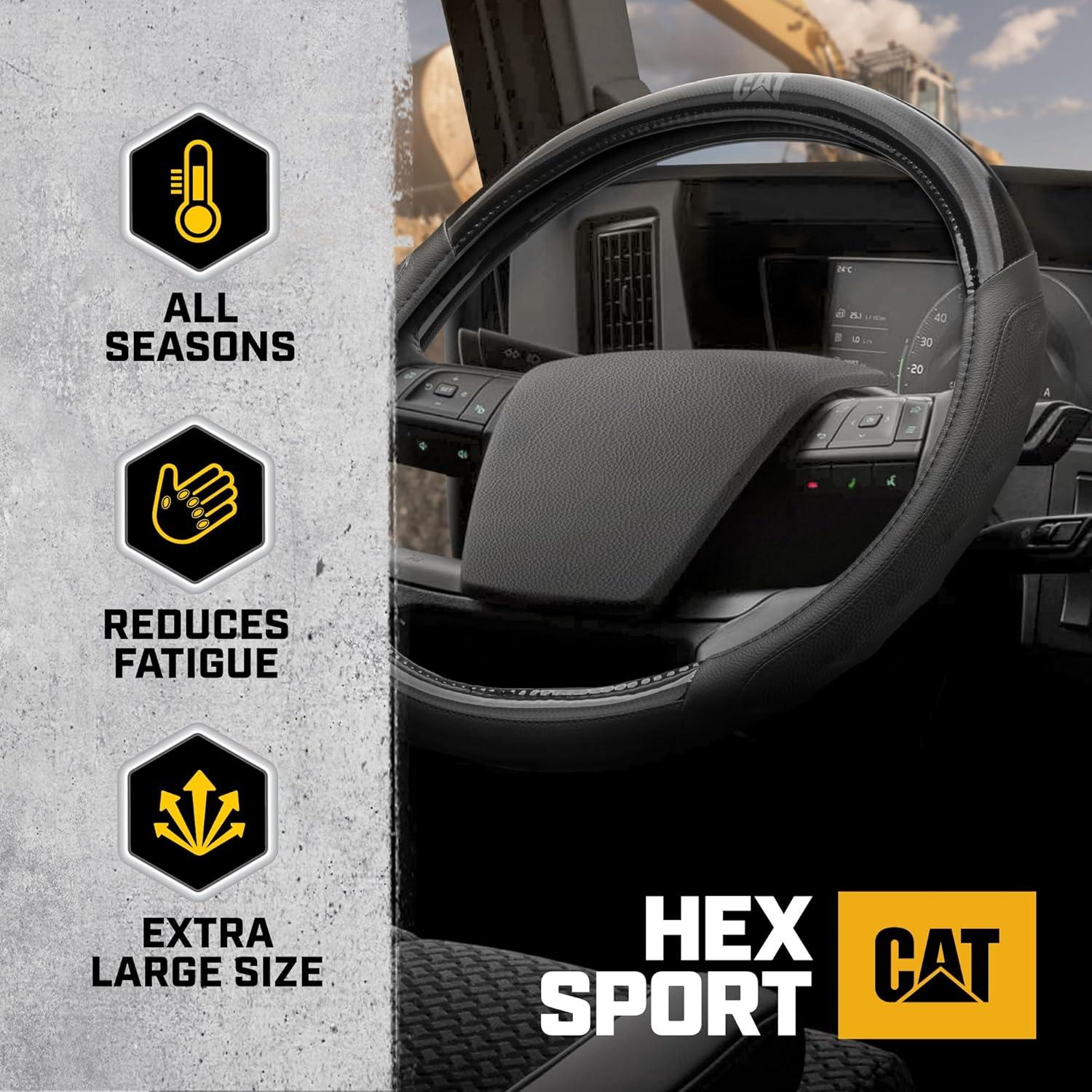 imageCat ErgoDrive Car Steering Wheel Cover with Light Gray Grip Standard 15 inch Size Durable and Comfortable with Advanced Grip Black Faux Leather Steering Wheel Cover for Auto Truck Van SUVBlack BigGrip