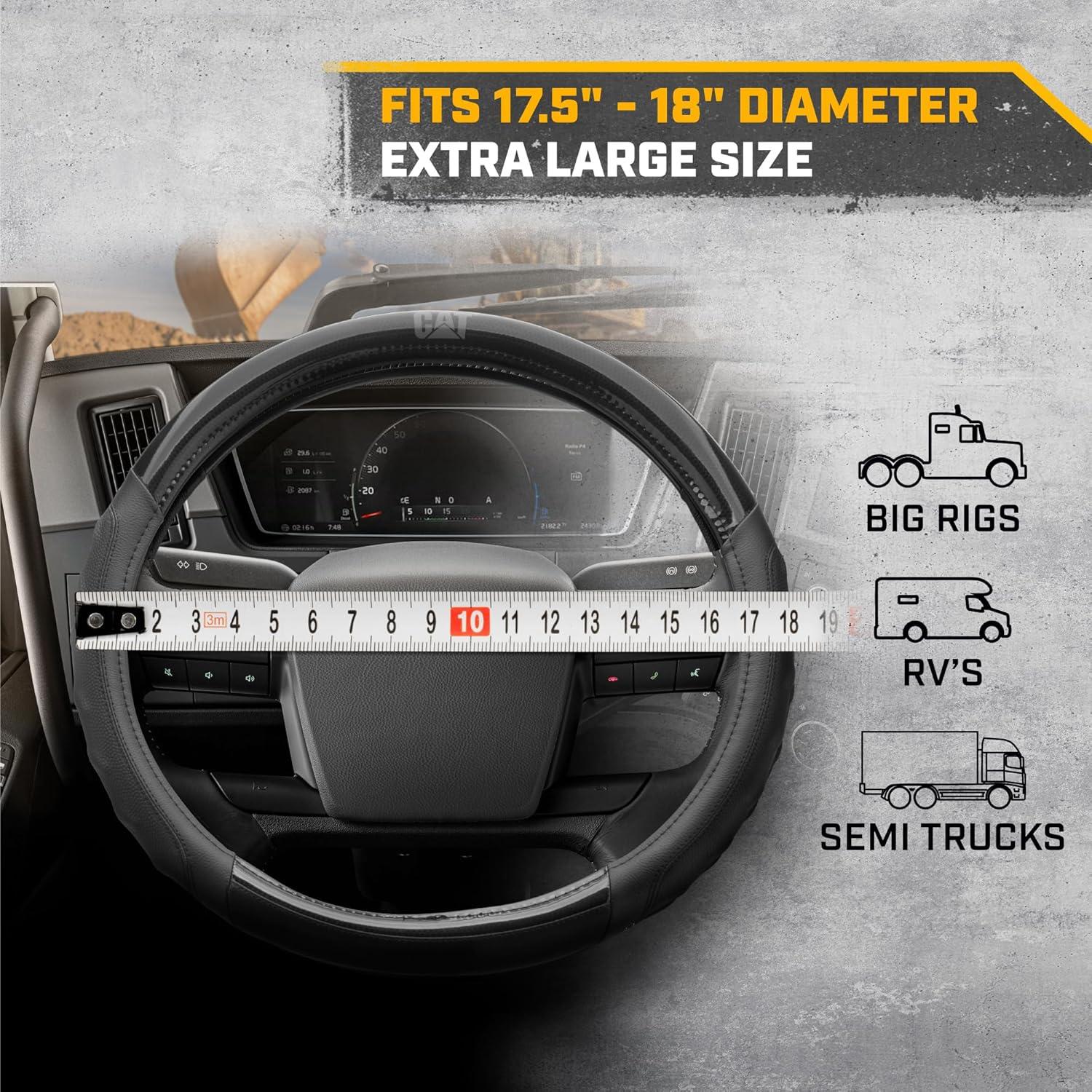 imageCat ErgoDrive Car Steering Wheel Cover with Light Gray Grip Standard 15 inch Size Durable and Comfortable with Advanced Grip Black Faux Leather Steering Wheel Cover for Auto Truck Van SUVBlack BigGrip