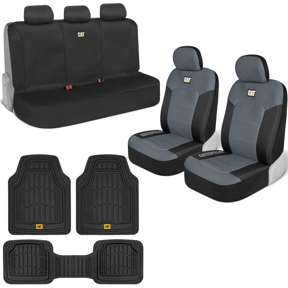 imageCat MeshFlex Automotive Seat CoversFloor Mats for Cars Trucks and SUVs  Black Car Seat Covers Truck Seat Protectors with Black Honeycomb Trim with Rubber Heavy Duty Floor Mats