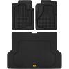 imageCAT Large Heavy Duty Rubber Floor Mat ampamp Cargo Trunk Liner for Car SUV Van Sedan Truck  TrimtoFit AllWeather Deep Dish Ridges for Dirt Protection Front and Rear Mats Black3Piece