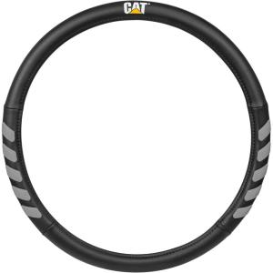 Cat® ErgoDrive Car Steering Wheel Cover with Light Gray Grip, Standard 15 inch Size, Durable and Comfortable with Advanced Grip, Black Faux Leather Steering Wheel Cover for Auto Truck Van SUV(Black UltraSport)