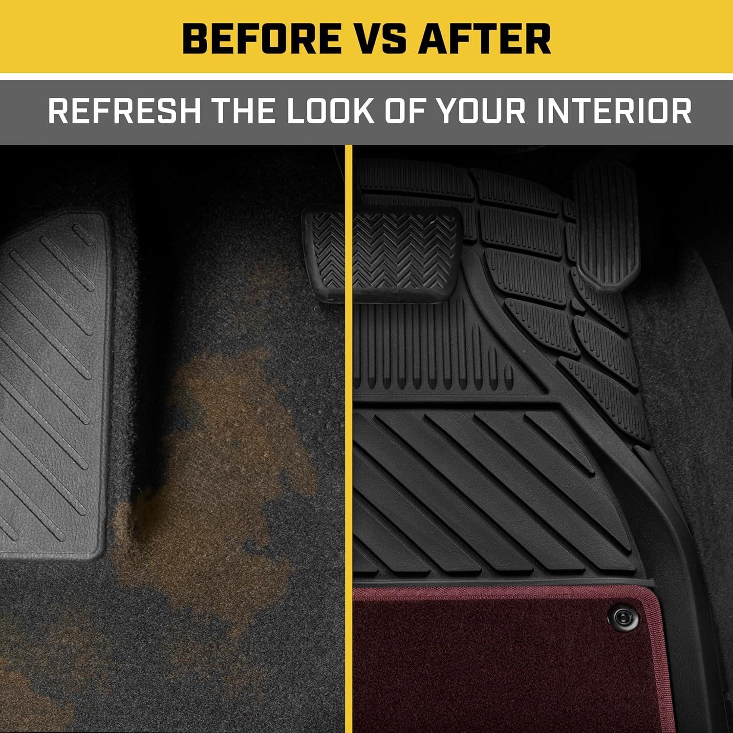 image:imageCAT Detachable Deep Dish Car Floor Mats w Removable Carpet Liner Universal Fit for SUVs Trucks Sedans Washable EasyClean Automotive Floor Liners Heavy Duty All Weather NonSlip Comfort Burgundy