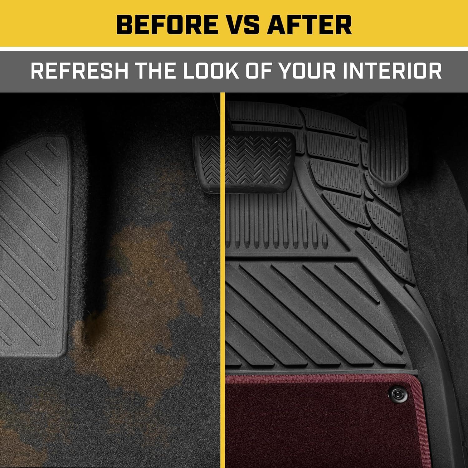image:imageCAT Detachable Deep Dish Car Floor Mats w Removable Carpet Liner Universal Fit for SUVs Trucks Sedans Washable EasyClean Automotive Floor Liners Heavy Duty All Weather NonSlip Comfort Burgundy